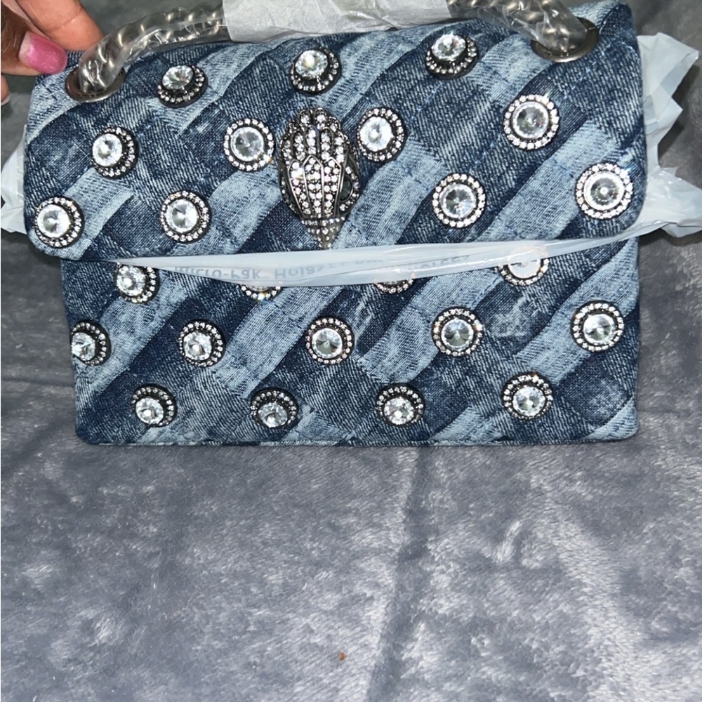 Kurt Geiger Kensington Embellished Denim Shoulder Bag